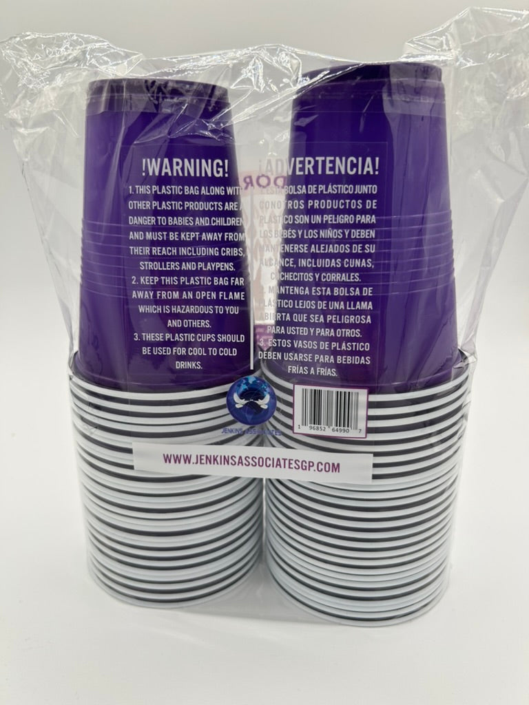 50 Disposable Plastic Party Cups (Purple)