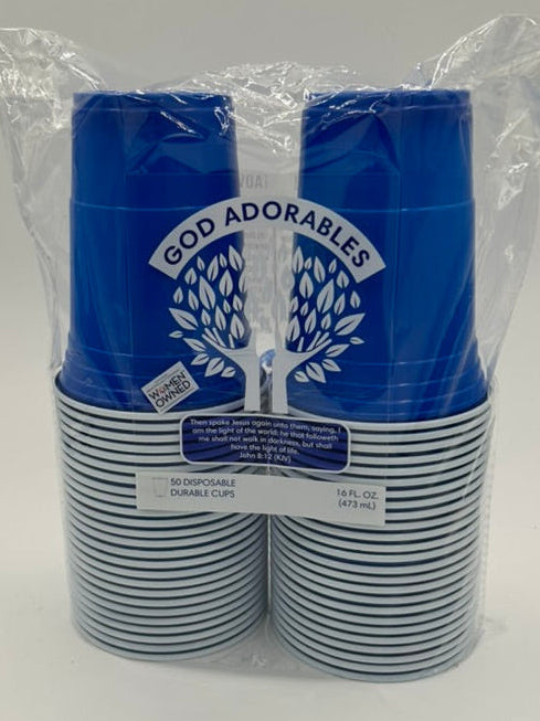 50 Disposable Plastic Party Cups (Blue)