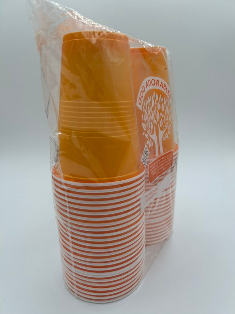 50 Disposable Plastic Party Cups (Orange)