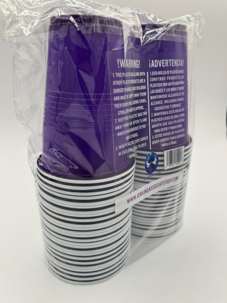 50 Disposable Plastic Party Cups (Purple)